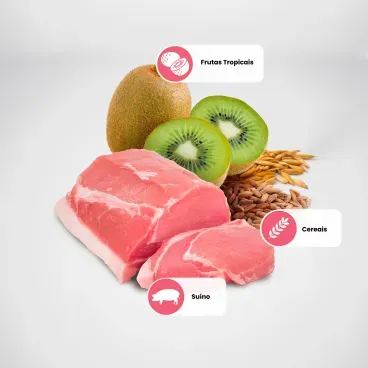 Racao N-D Tropical Selection Caes Adultos Medium e Maxi Suino principais ingredientes